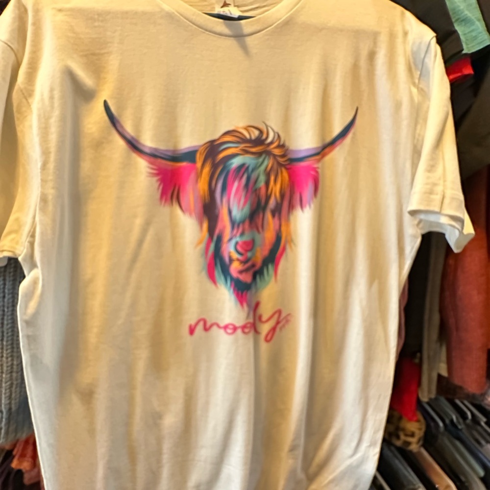 Colorful Highland Cow Graphic T-Shirt